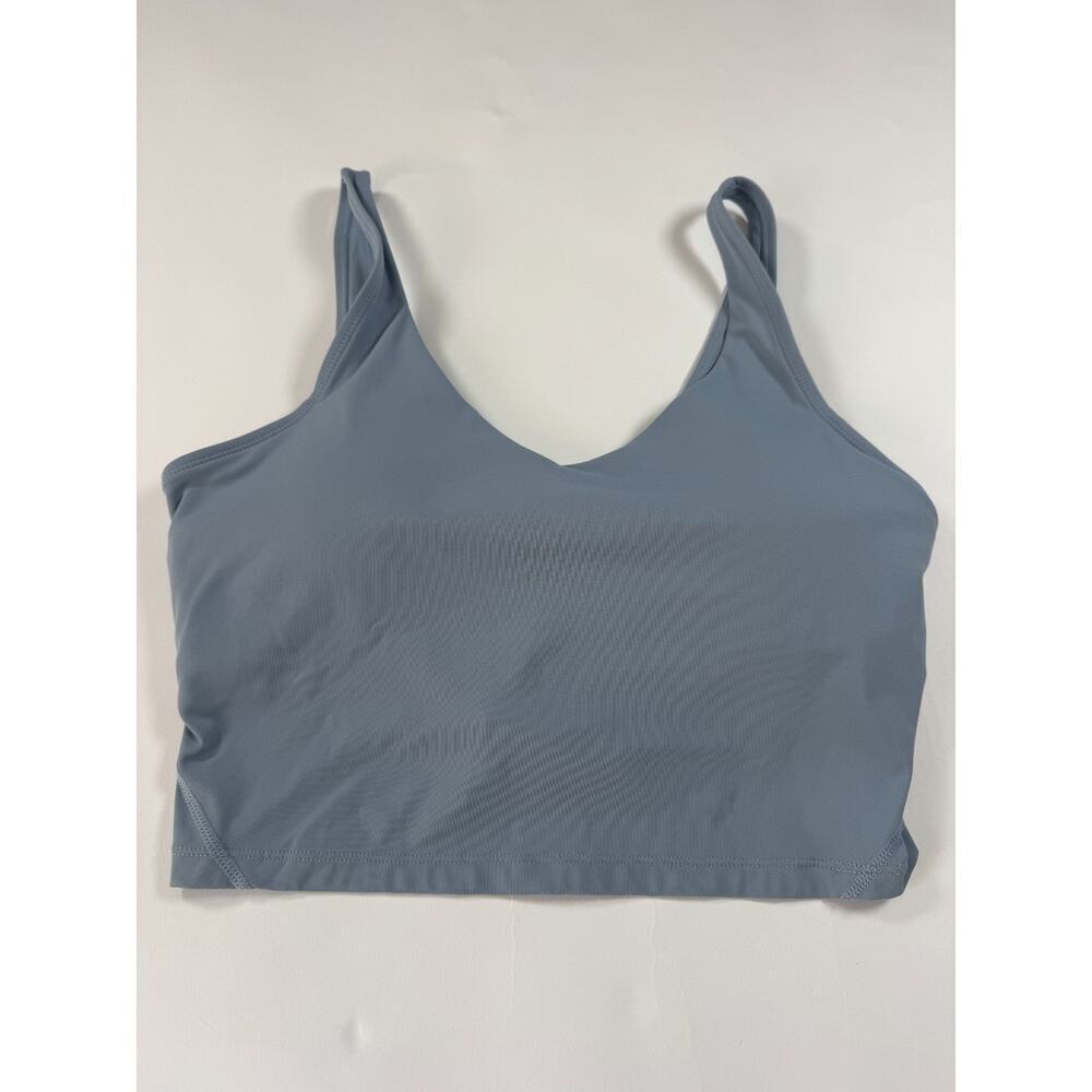 Women’s Longline Sports Bra – Wirefree Padded Medium Support Yoga Bra – Denim L